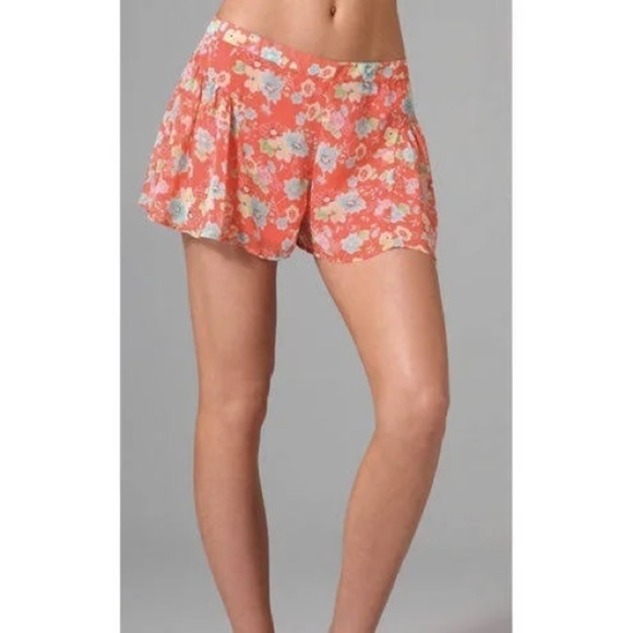 Free People Coral Floral Yoke Flutter Shorts - Picture 3 of 13